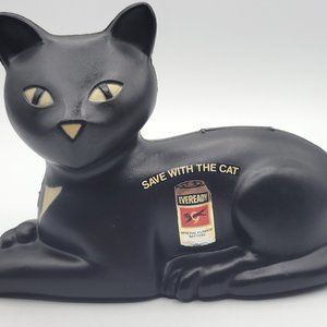 1981 Eveready Battery Save with the Cat Bank Union Carbide Corp Black Blow Mol